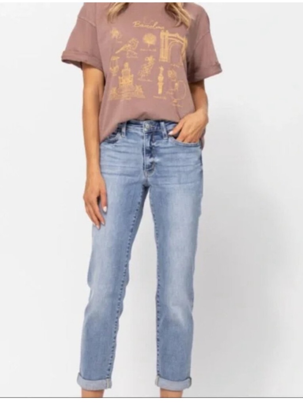 Judy Blue Mid-Rise Bleach Wash Boyfriend Jean Size 18W